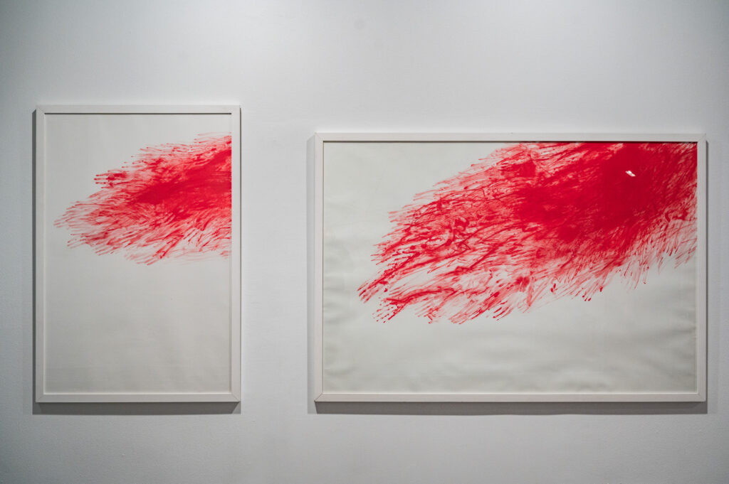Chiharu Shiota.  Red Line XII and Red Line XIII, 2012. 