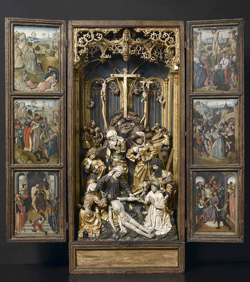 Master Arndt of Kalkar and Zwolle (sculptor), Altarpiece of the Passion, circa 1483, work preserved at the National Museum of the Middle Ages in Cluny and visible in the Dijon exhibition.  © RMN-GP / Jean-Gilles Berizzi.