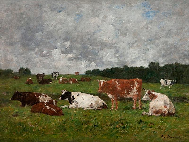 Eugène Boudin (1824-1898), cows in pasture, 1880-1885, oil on canvas, 41 x 55 cm, collection of Mr. Yann Guyonvarc'h. © Studio Christian Baraja SLB