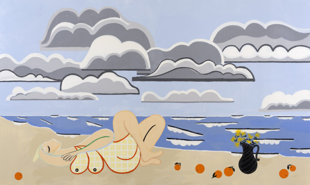 Farah Inssi. Lone Bather and Clouds 2, 2024. Noura Collection Al Kaabi Collection, United Arab Emirates