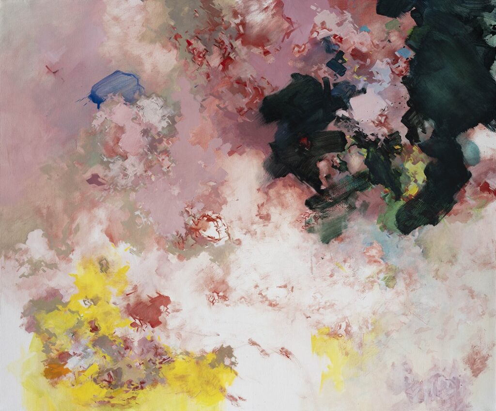 José Noguero. Red Bild with stain, 2025