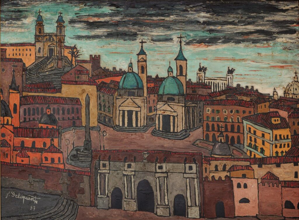 Fernando de la Puente. Porta del Popolo in Rome, 1957. Private collection