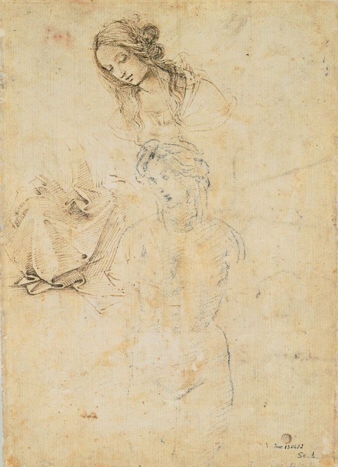 Filippino Lippi. Saint Francis delivers the Rule of the Tertiary Order to Saint Louis, represented by King Louis IX of France and Saint Elizabeth of Hungary, around 1488-1493. Istituto Centrale per la Grafica, Rome