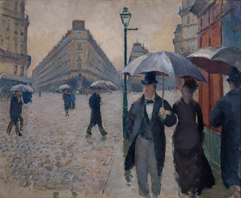 Gustave Caillebotte (1848-1894), Rue de Paris. Rainy weather, 1877, oil on canvas, 54 × 65 cm, Musée Marmottant Monet, legacy of Michel Monet, 1966. © Studio Christian Baraja SLB
