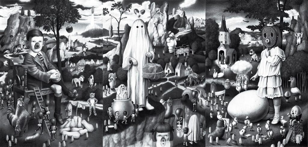 Amandine Urruty. Egg Triptych, 2014. SOLO Collection, Madrid © Amandine Urruty, VEGAP, Madrid, 2026; Photo: © Courtesy of the artist 