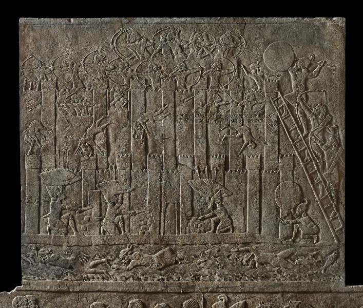 Plaster mural bas-relief from the siege of Hamanu, 645-635 BC. AD, Palau Nord, Nineveh (Iraq). 1856,0909.17-18. © The Trustees of the British Museum