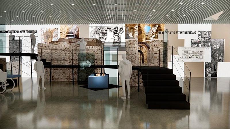 3D projection of an exhibition space within a metro station. © Greek Ministry of Culture