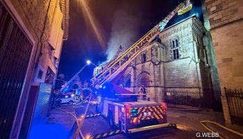 Fire in the cloister of Condom