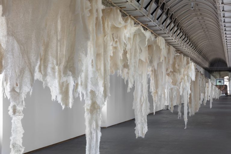 Cecilia Vicuña at the Castello di Rivoli, the glacier and the quipu