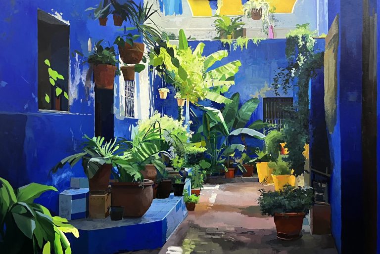Antonio Barahona in the Sala Parés, the patio as a universal center