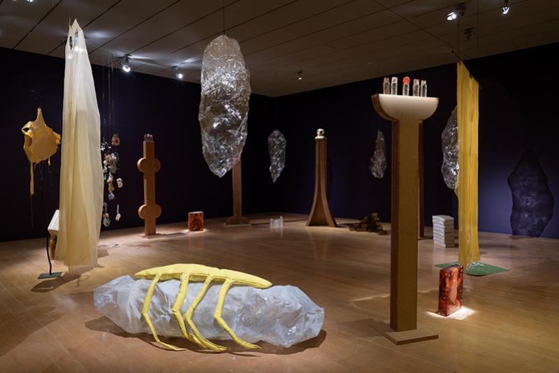 18th Biennale of Contemporary Art of Lyon, macLYON: Mikala Dwyer, The Divisions, Subtractions and Additions: Séance for the Spiderworms, 2026, wood, plastic, resin, bronze, ceramic, insects, silk and silicone, courtesy of the artist, 1301SW Gallery and Roslyn Oxley9 Gallery. © Blandine Soulage © Adagp Paris 2026