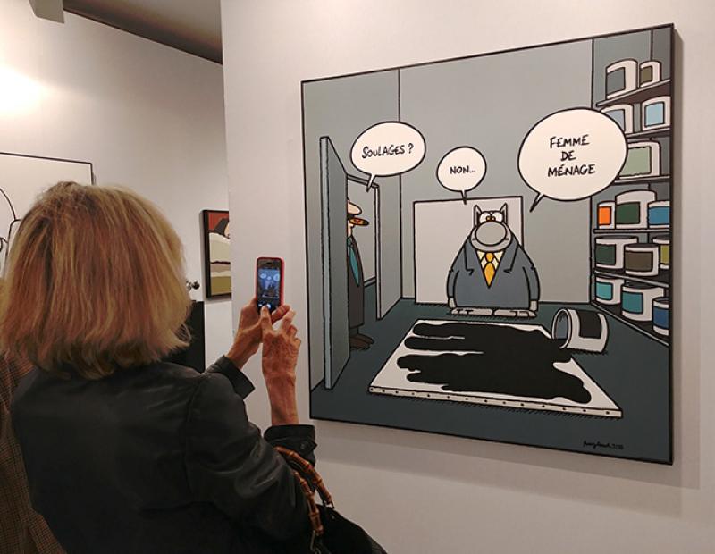 Le Chat de Geluck exhibited at Art Elysées 2018 at Huberty & Breyne Gallery (Paris / Brussels) © Ludovic Sanejouand
