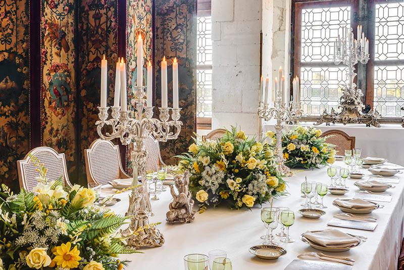 Reconstruction of the gala dinner of November 9, 1988 at the Château de Chambord given in honor of Prince Charles and the Princess of Wales (Lady Diana), under the presidency of Jack Lang © Sophie Lloyd
